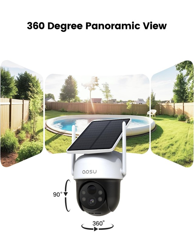 aosu Solar Camera Outdoor Wireless - 100% Wire-Free Outdoor Security Camera W... gallery