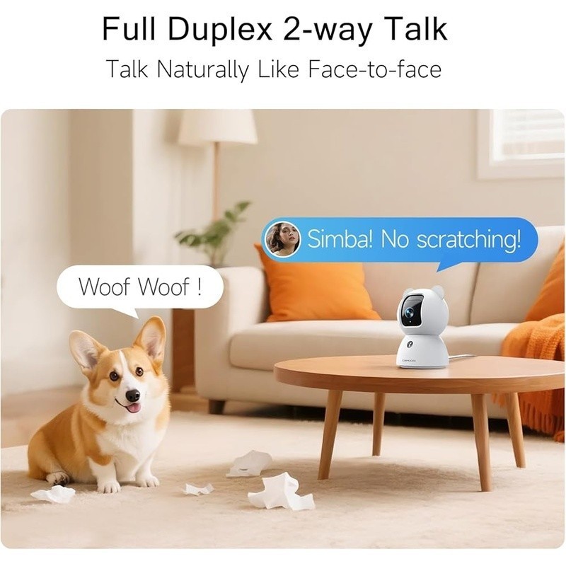 2.5K Indoor Security Camera Free AI Detection Pet Baby Monitor 2 Way Audio WiFi gallery