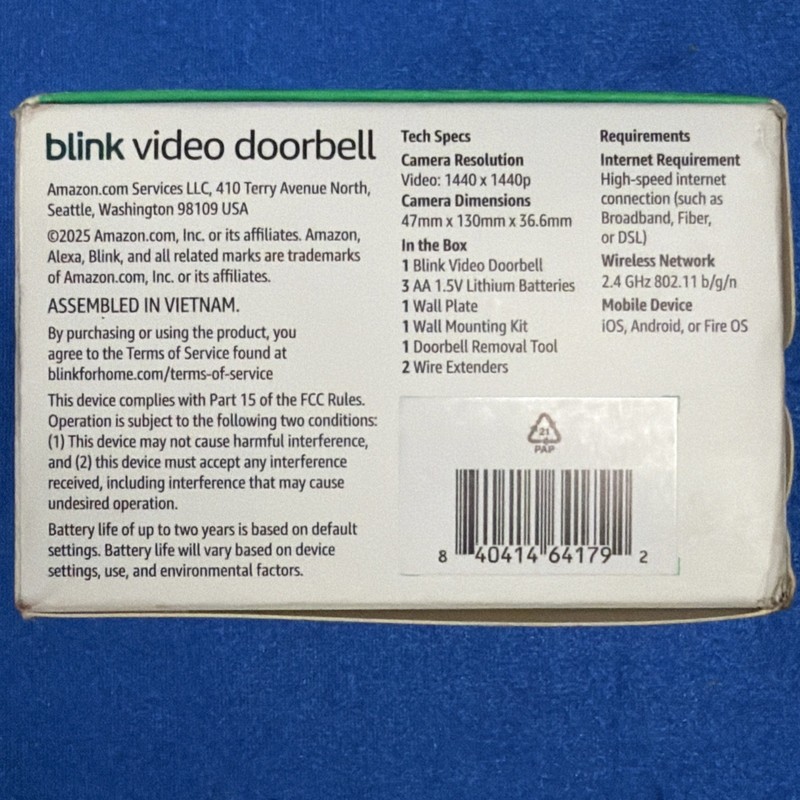 Blink Video Doorbell 2nd Gen 1440p HD White Sync Module Not Included Sealed gallery