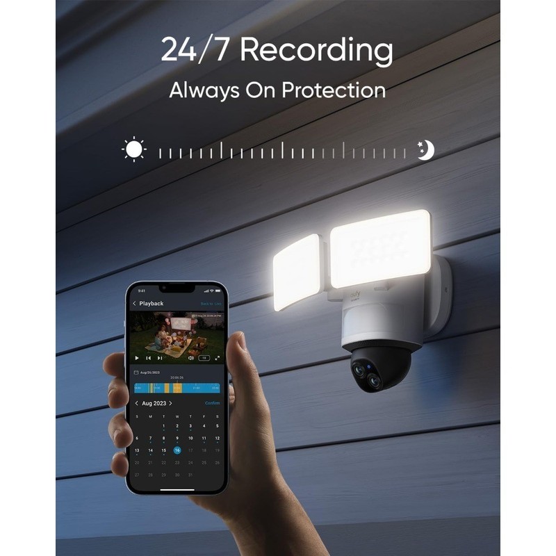 Wired Floodlight Security Camera Outdoor 360 Degree PTZ 24 7 Recording 2.4G 5G gallery