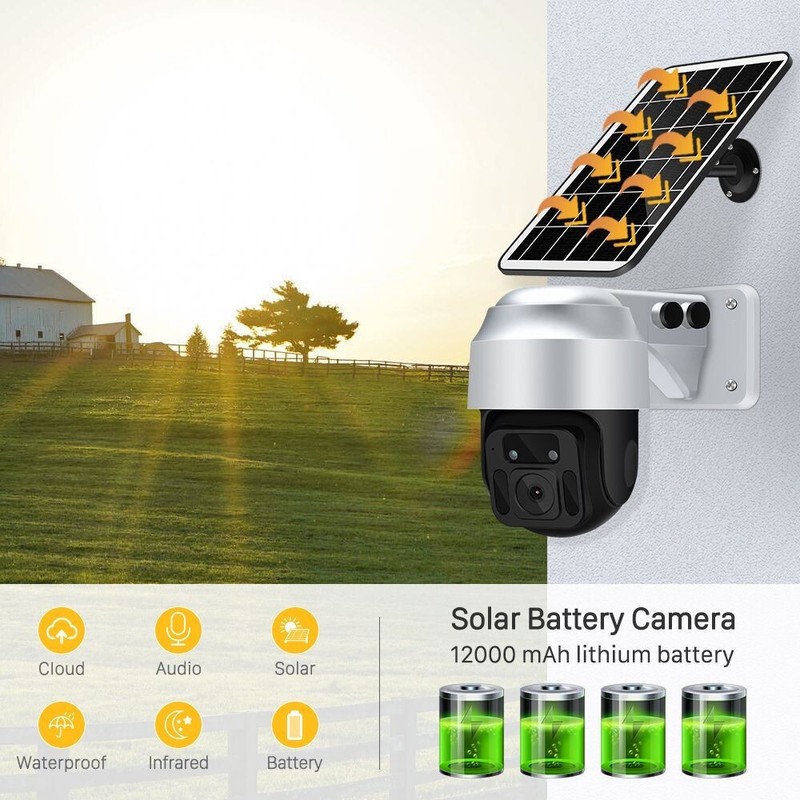 2MP Wifi PTZ Camera Outdoor 1080P Solar Power Battery IP CCTV Wireless SmartCam gallery