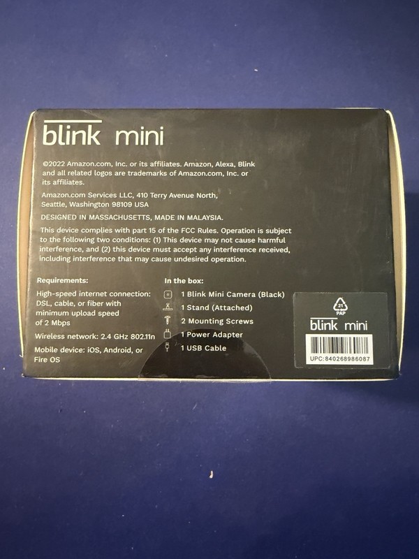 Blink BCM00300UB Mini Indoor 1080p Wi-Fi Security Camera - Black gallery
