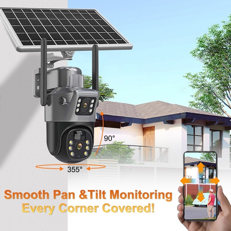 WiFi 4MP Wireless Solar Power PTZ IP Camera Security 8X Zoom Two-Way Audio gallery