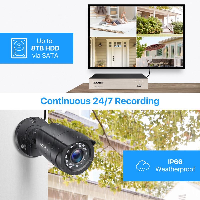 ZOSI 8CH 5MP Lite DVR 2MP Home Security Camera System 24/7 Remote IR Night CCTV gallery