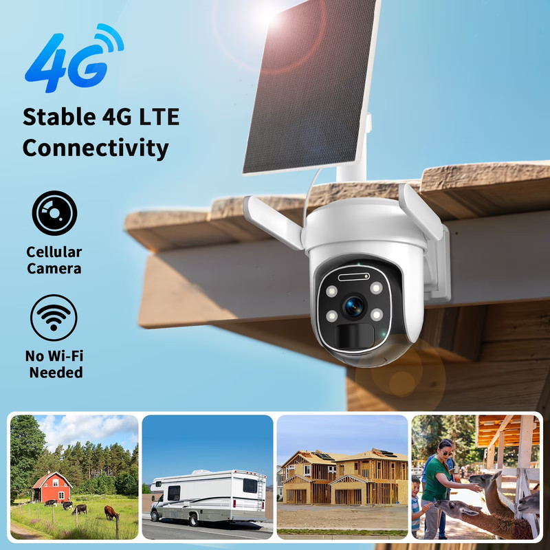 4G LTE Cellular Security Camera Outdoor with 32G TF Card, 2K No Wifi Solar Camer gallery