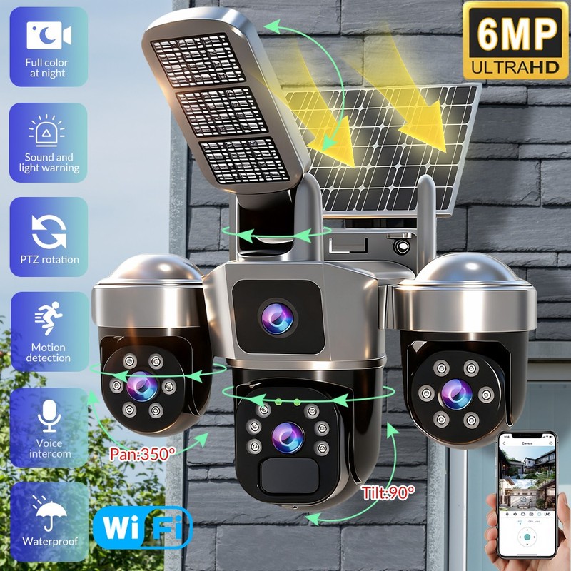 Camara De Seguridad Solar Inalambricas Para Exterior Con Vision Nocturna y Audio