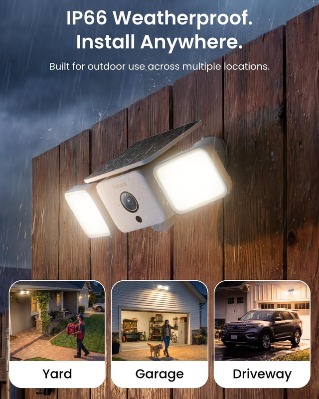 Solar Floodlight Cam, 2K 150° Security Cameras Wireless Outdoor, up to 1000Lm Li gallery