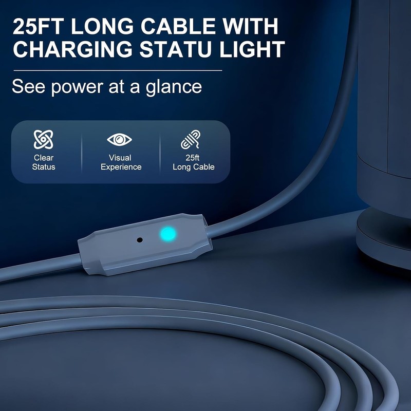 25FT Waterproof Power Cord for Ring Cameras - 10W with Blue Light Indicator gallery