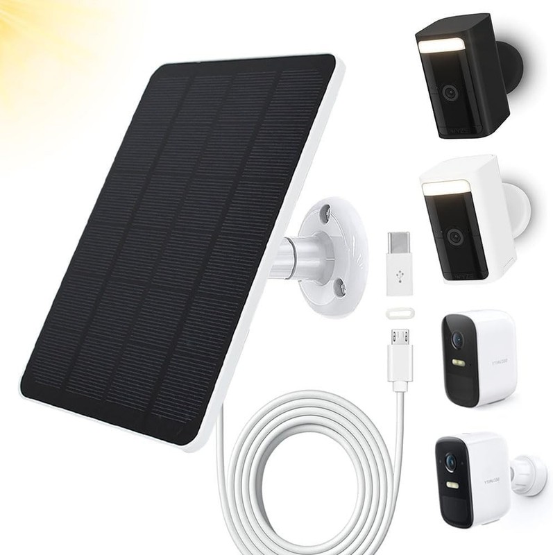 Adjustable Solar Panel for Outdoor Security Cameras – 4W Power & Type C Adapter gallery