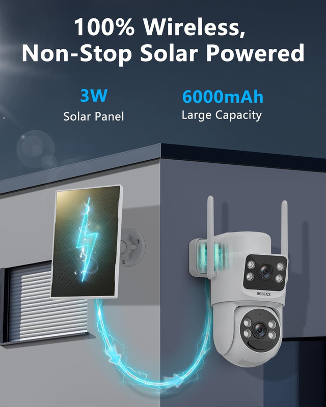 (2026 New) Solar Security Camera System Wireless Outdoor, 2-Cam Dual Lens 2K (Fi gallery