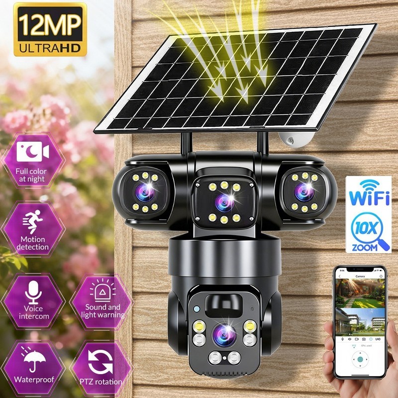 Solar Battery Powered Wireless WiFi Home Security Camera System Outdoor Pan/Tilt gallery
