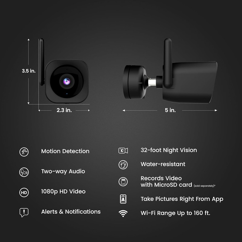 Feit Electric CAM/WM/WiFi 1080p HD Outdoor WiFi 1 Count (Pack of 1), Black gallery