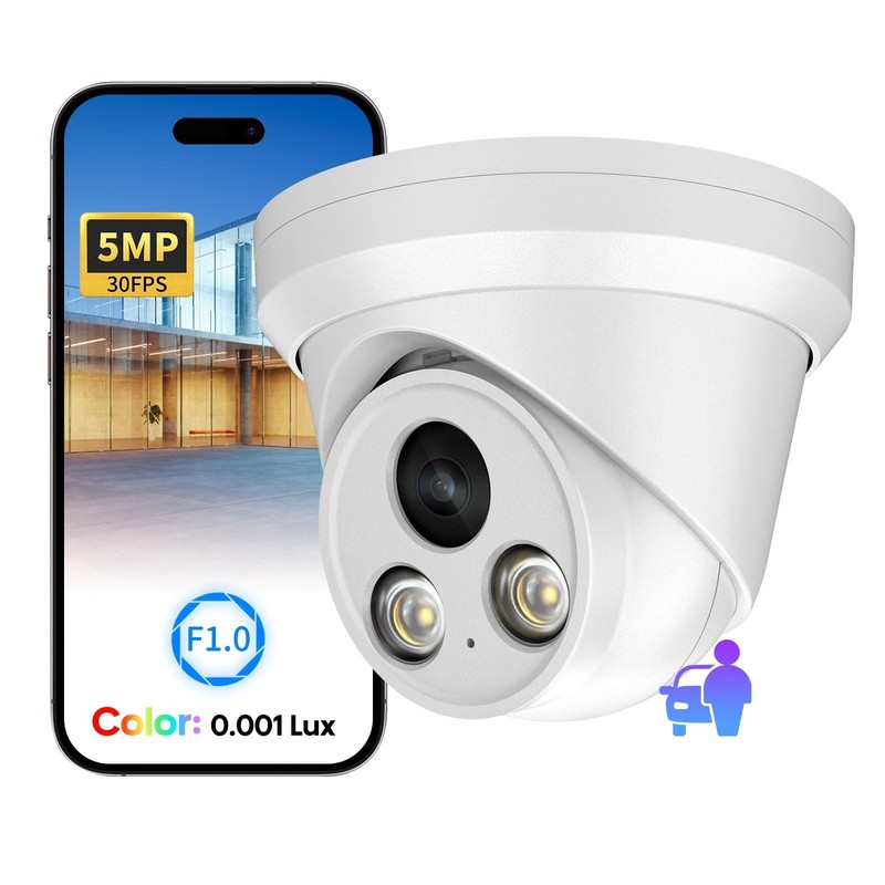 5MP Full Color POE IP Security Camera,AI Human/Vehicle Detection,98ft Color N…