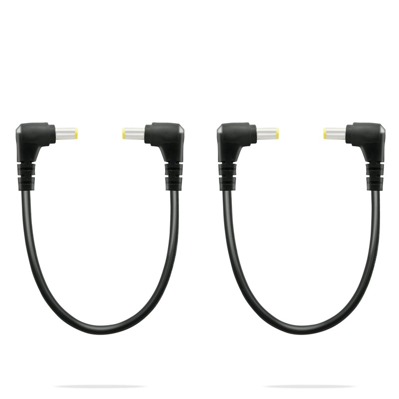 GINTOOYUN 2 PCS DC 5.5MM x 2.5MM 90 Degree Male to Plug Cable, Black