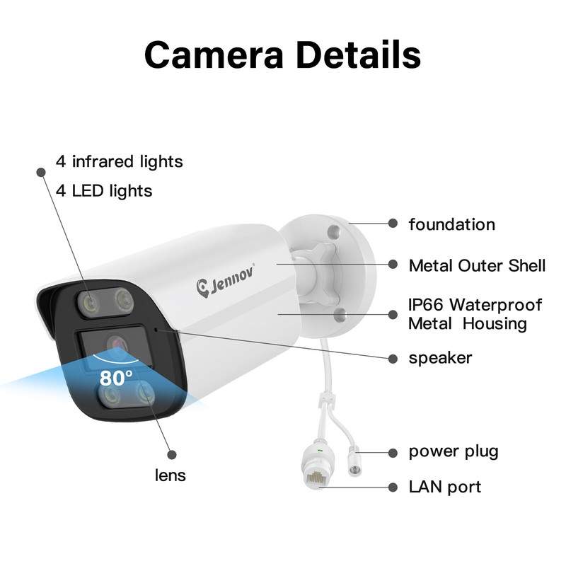 JENNOV 8MP PoE IP Security Camera 4K Camera Color Night Vision Onvif Protocol gallery