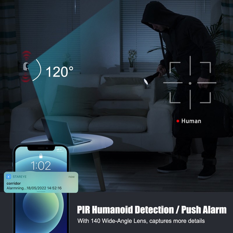 2K HD 2.4G WiFi 4MP Wireless PIR Motion Night Vision Camcorder Home Security Cam gallery