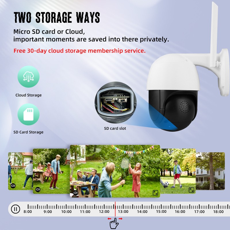 Wireless Solar Power WiFi Outdoor Home Security IP Camera Night Vision HD 2K gallery