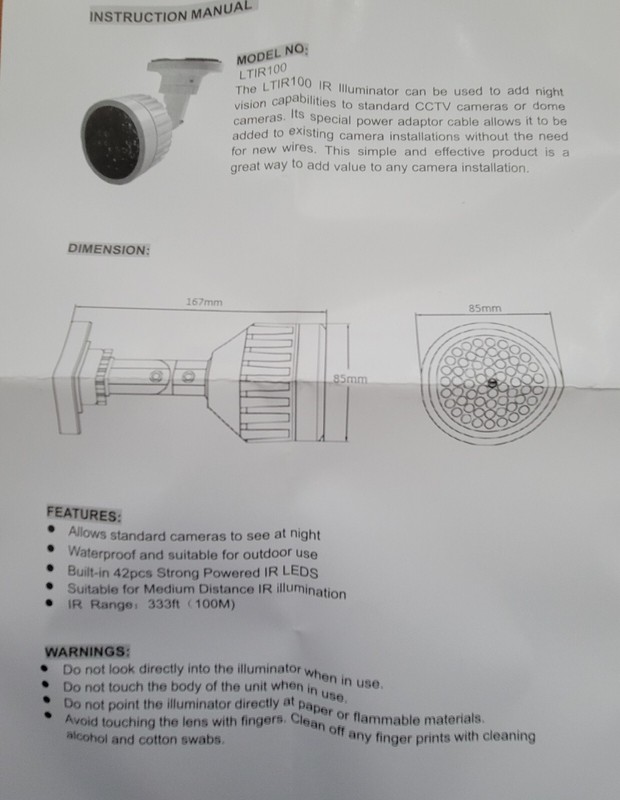 NEW! LTS LTIR100 LED Light Camera Infared LEDs With 333ft IR distance gallery