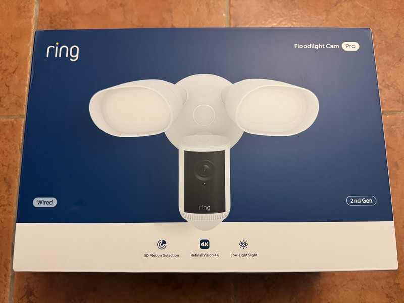 New Ring Floodlight Cam Pro Wired 2nd Gen (Newest Model) Retinal 4K - White