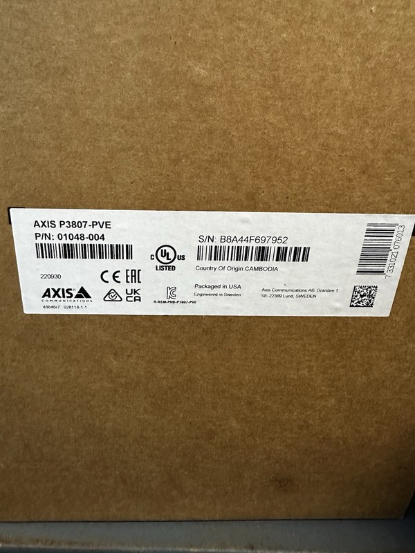 Axis P3807-PVE Network Security Camera System (01048-004) Still Sealed
