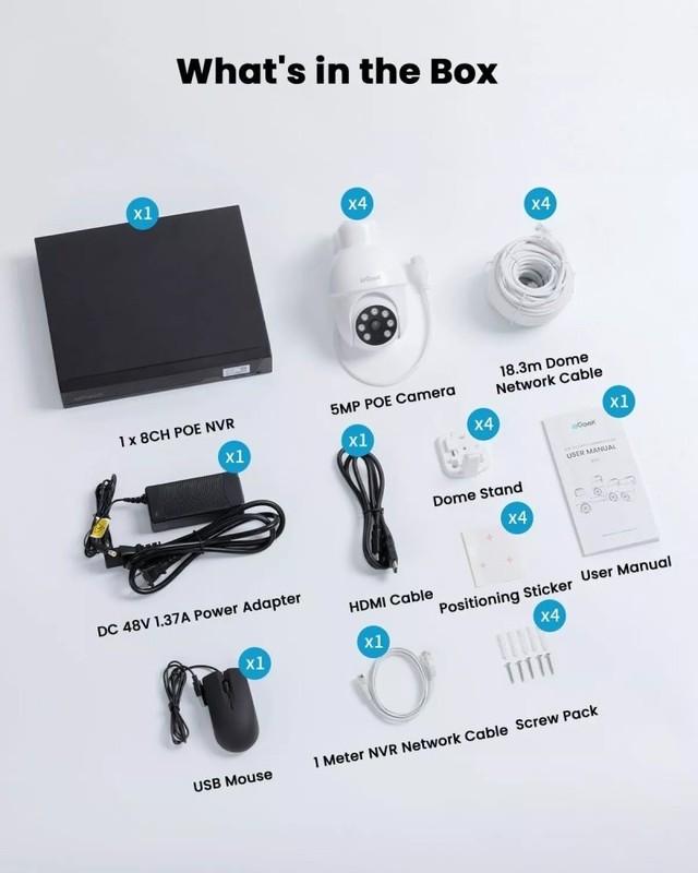 ieGeek PoE Security Camera System, 5MP Outdoor/Indoor PoE Cameras with 8CH NVR gallery
