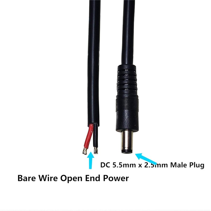 SHANFEILU DC Power Pigtails Cable 5.5mm x 2.5mm 100 centimeters, Black gallery