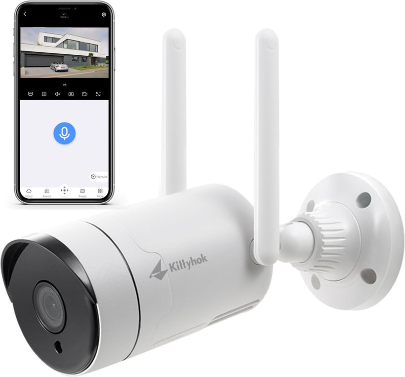 3MP Wireless Security Camera Outdoor/Indoor Wireless Security System, 2K Wifi IP