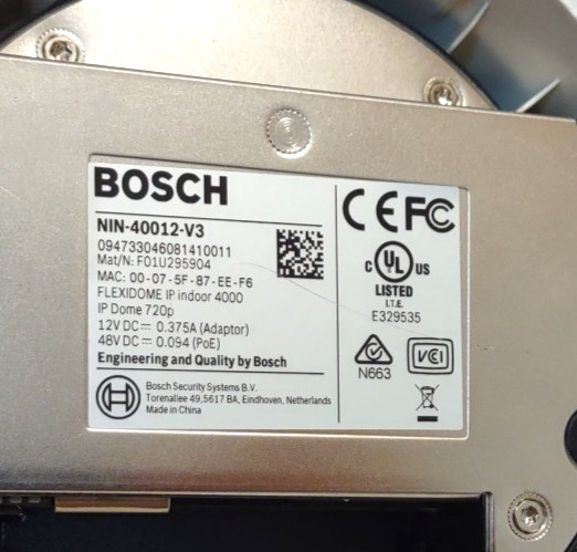 Bosch NIN-40012-V3 Camera FLEXIDOME IP Indoor 4000 720p Paint On Body gallery
