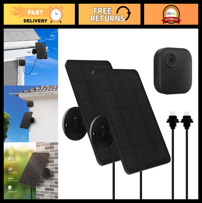 2 Pack Solar Panels for Blink Outdoor 4 Camera, 4W USB-C, Waterproof, 13.12ft Ca