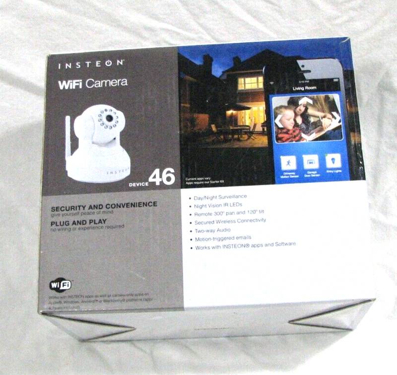 Insteon WiFi Camera 46 with Pan Tilt & Night Vision 46 75790WH