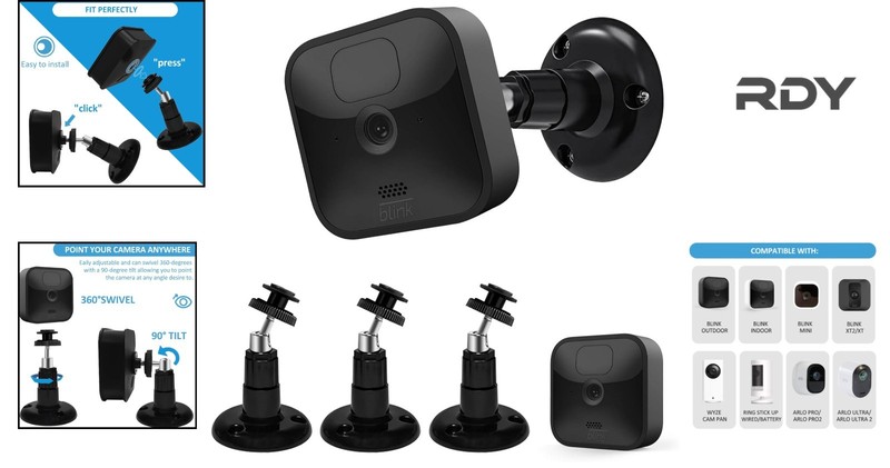 Effortless Installation Adjustable Mounts for Blink Cameras - 3 Pack in Black gallery