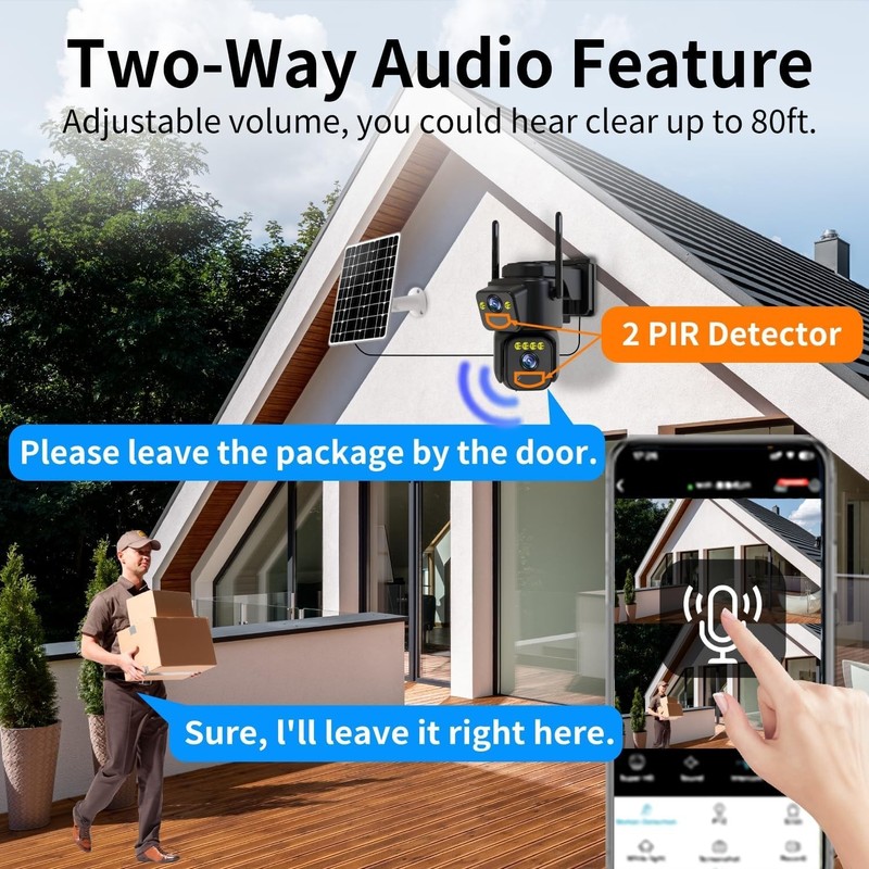 Solar Powered Outdoor WiFi Security Camera with Dual Lens & Night Vision gallery