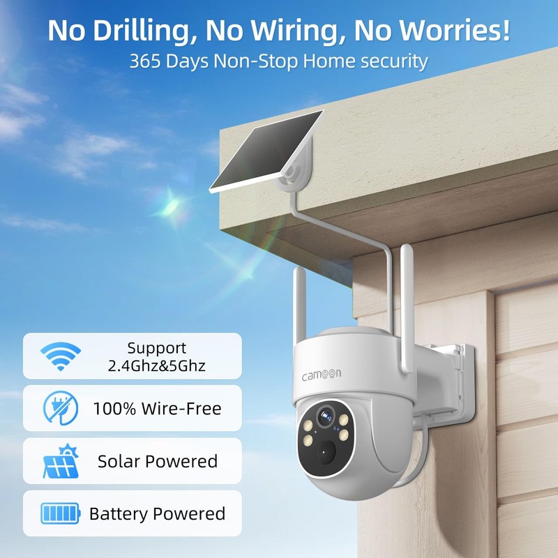 2K Solar Security Cameras Wireless Outdoor, 5/2.4Ghz WiFi Cameras for Home Se... gallery