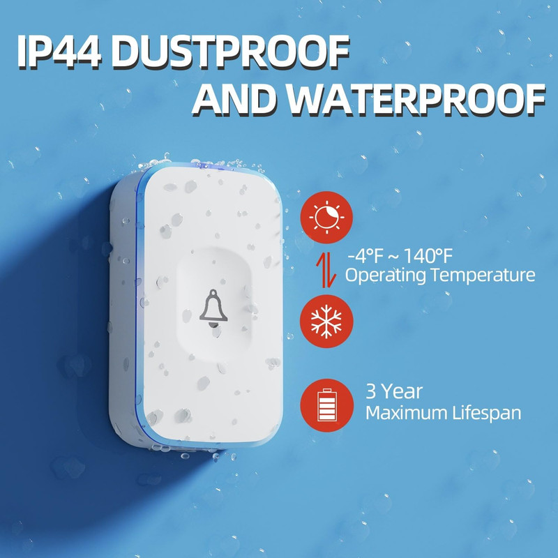Wireless Doorbell 1200 Feet Battery Operated Wireless Doorbells for Home Hearing gallery