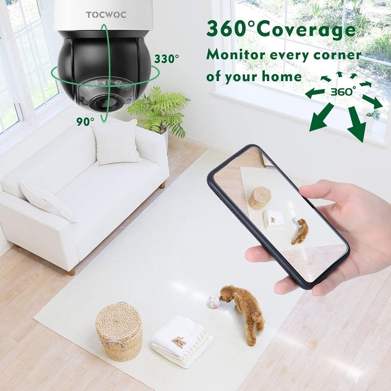 TOCWOC 5MP Security Camera Outdoor, 2560x1920 Home Surveillance Camera with Pan gallery