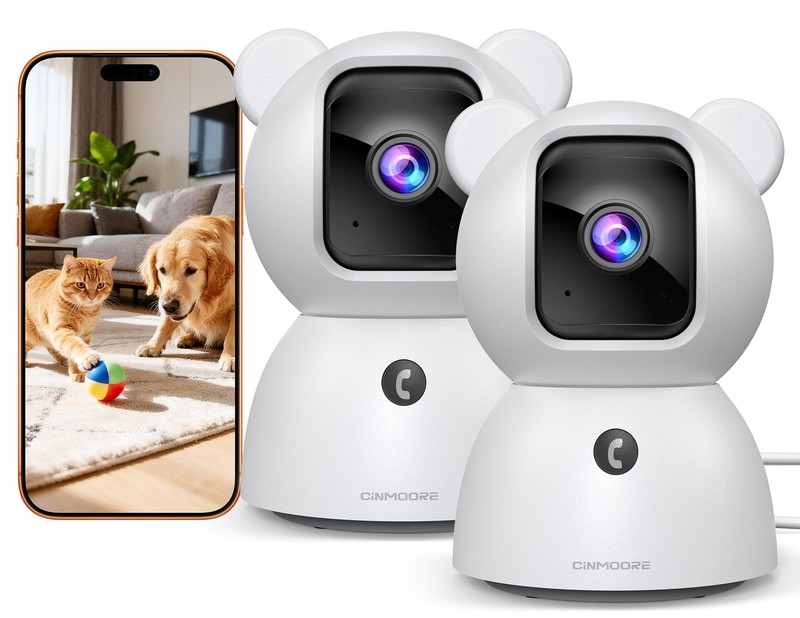 Camara De Seguridad 2.5K Con Deteccion De Humanos Y Mascotas Pack De 2