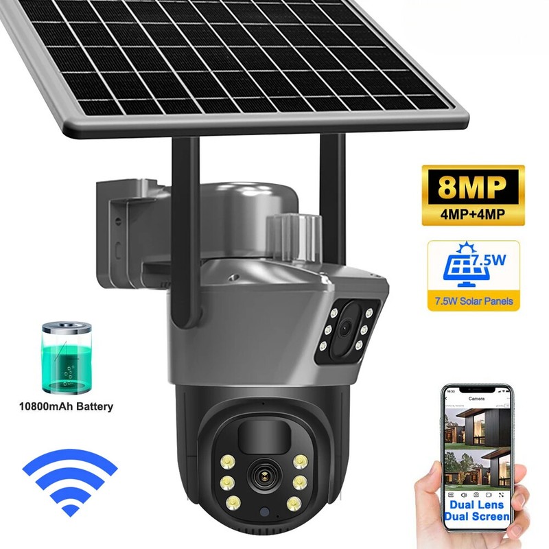 4K 8MP Solar Battery Camera Outdoor WiFi Security AI Human Detect HD Video CCTV