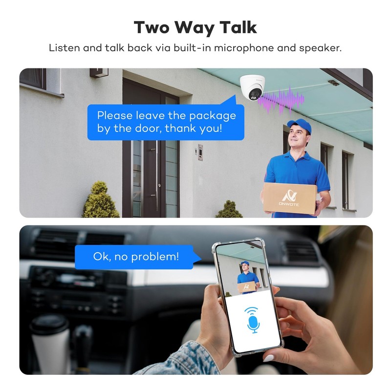 2 Way Audio 4K 8MP PoE IP Camera, AI Human Vehicle Detection Activate Bright ... gallery