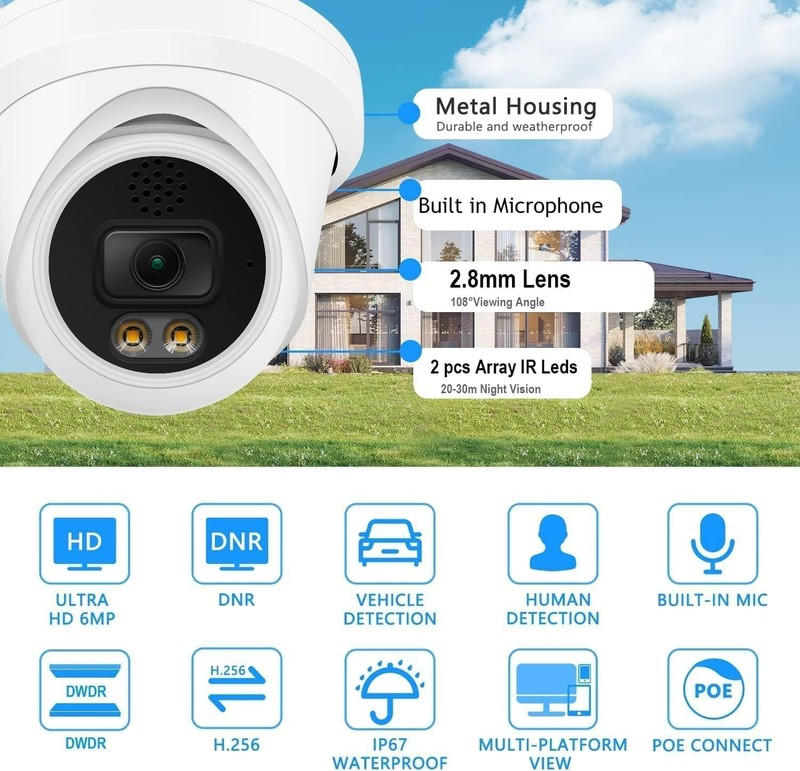 8MP PoE IP B&R Strobe Light Full Color Night Vision Camera Metal Housing 2.8mm gallery