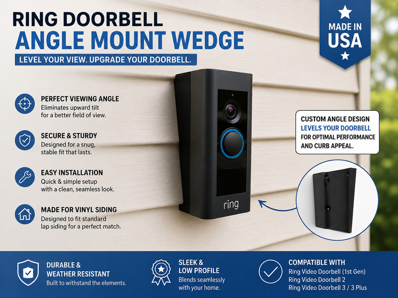 Ring Video Doorbell Pro 2 Vinyl Siding Angle Mount Wedge Lap Siding Bracket