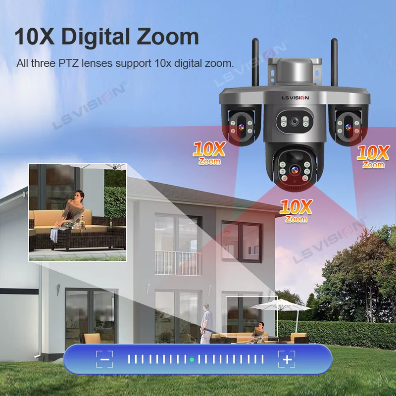15MP 4G/WiFi Solar Camera Three Screens 10X Zoom Outdoor Surveillance Cameras Se gallery