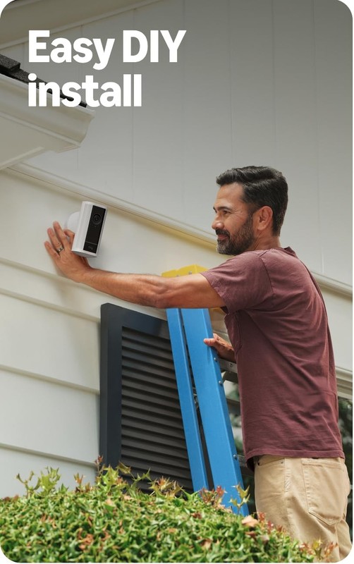 Ring Spotlight Cam Pro, Plug-In (Newest Model), Black with Outdoor Cam Plus, Bat gallery