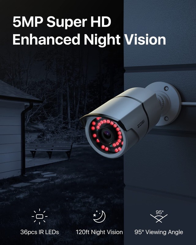 ZG2615E 5MP PoE IP Bullet with Night Vision for Outdoor Indoor Power Over Eth... gallery