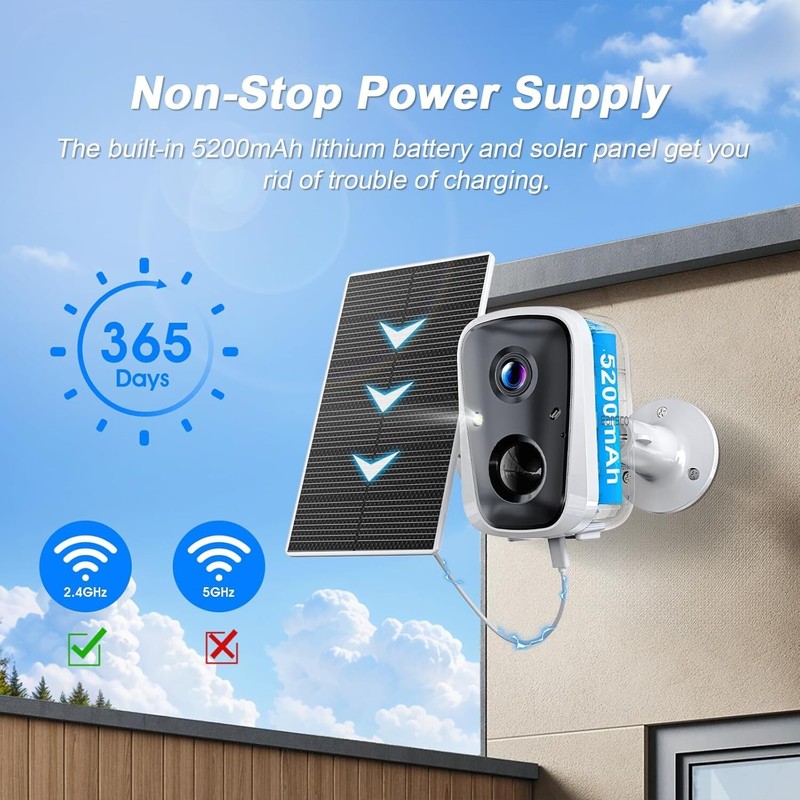 2PCS 4MP Solar Wireless Color Night Vision CCTV Security Camera WIFI Audio+ 64G gallery