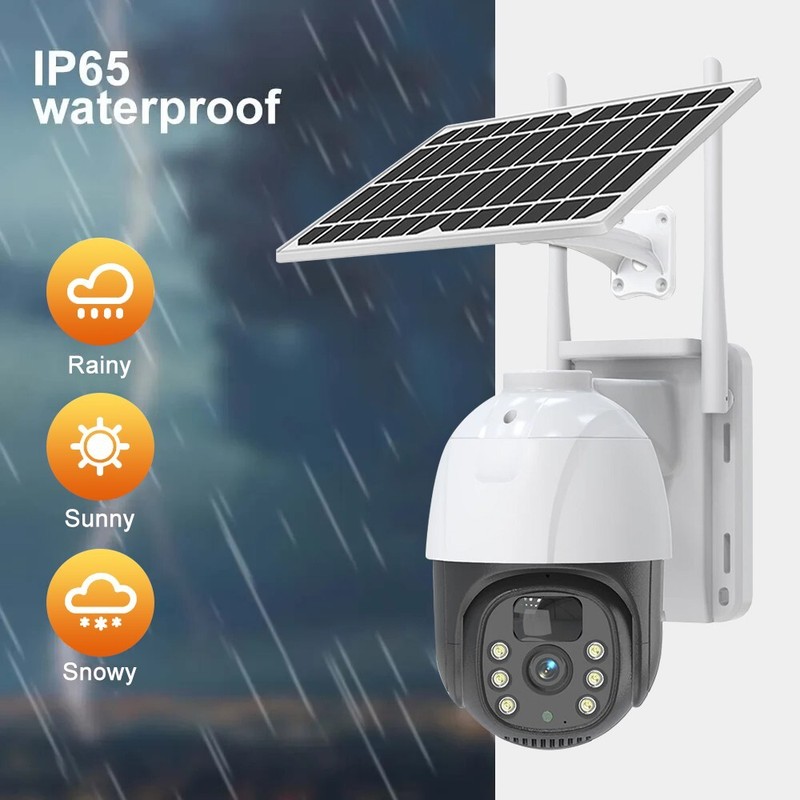 Solar 3MP Wireless PIR Security Camera 2-way Audio Wifi Surveillance Waterproof gallery