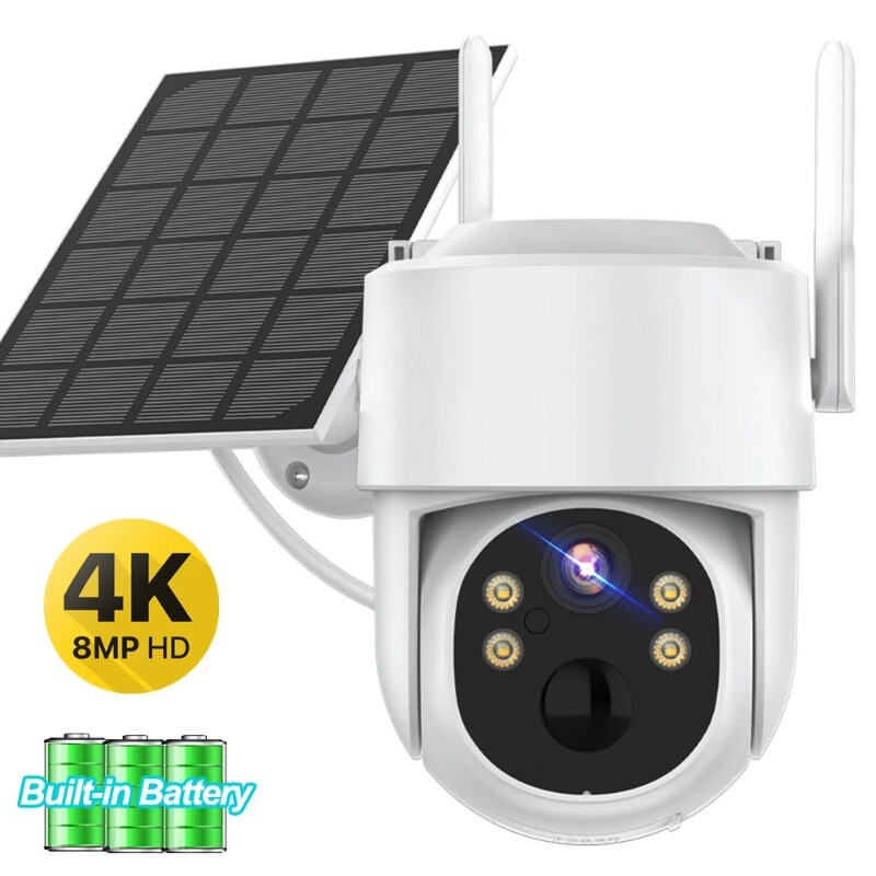 Solar PTZ Camera 4K 8MP Outdoor WiFi Wireless Solar Panel CCTV Security Cameras