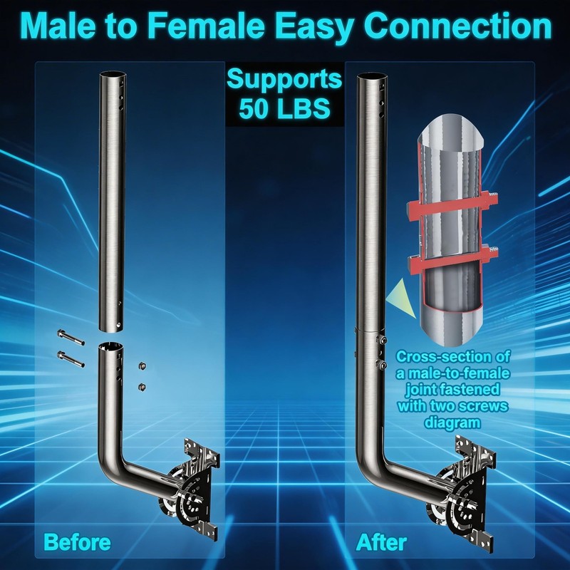 28" Heavy Duty Adjustable Antenna Wall Mount – 430 Stainless Steel J-Pole Sol... gallery