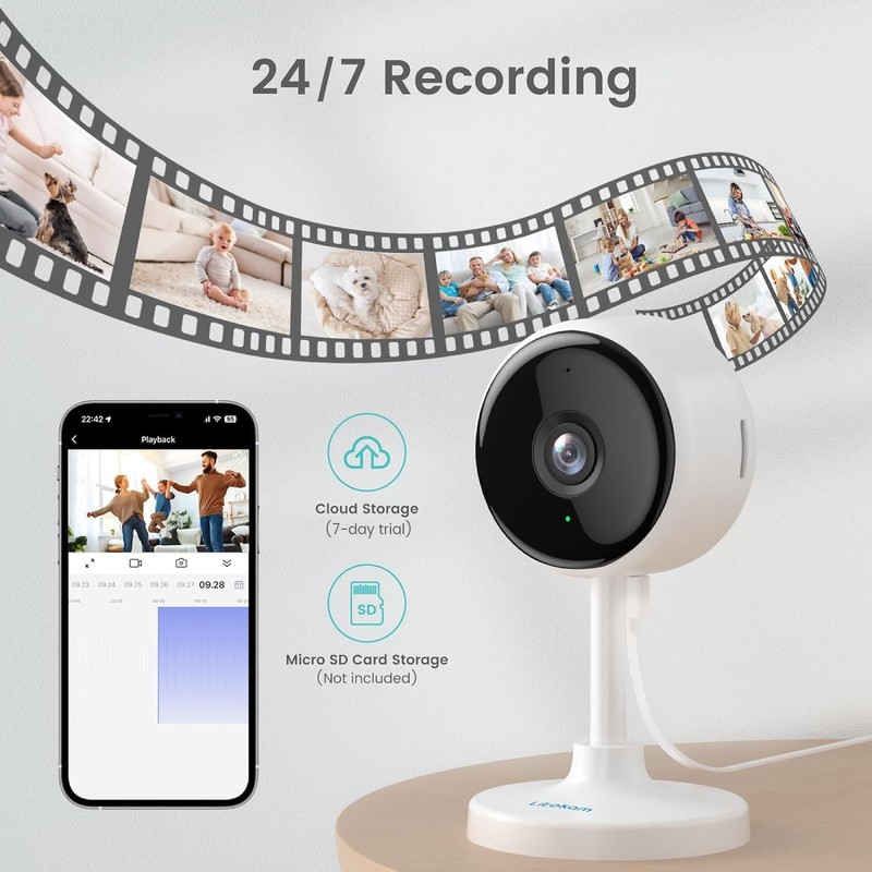 Litokam Indoor Cameras for Home Security with Night Vision, Pet Camera with gallery