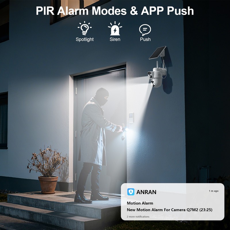 ANRAN Dual Lens Solar Security Camera Outdoor Wireless 360° View WiFi IP Cameras gallery