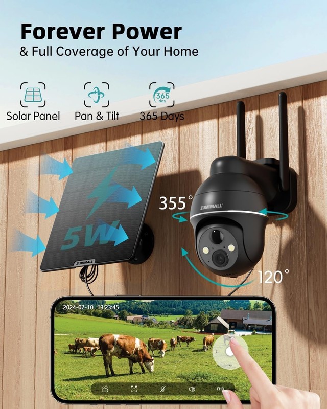 360° HD Solar Security Camera with PIR Motion Sensor & 4G LTE - No WiFi Required gallery
